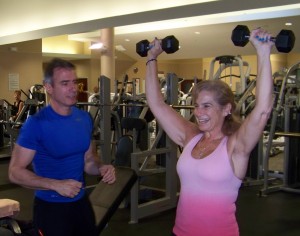 Personal Trainer Lou Manzi and Leslee during a recent training session.