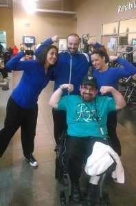 Scott with some of his support system, Christina (left), Randy, and Michele.