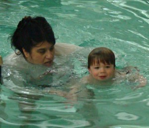 Harry and Corina during a recent lesson. When asked about his favorite part of swimming lessons at the Center, Harry sang out "Corinaaaaaa!”