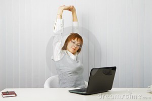 Keep fitness efforts going. Try gentle stretches and isometrics at your desk.