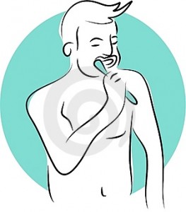 man brushing teeth, pic
