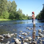 woman fly fishing, pic